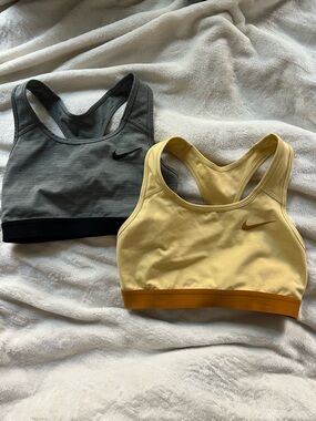 Nike Racerback Sports Bras - Gray & Light Yellow
